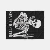 Nooit Beter Skelet Fun Halloween Skull Fleece Deken (Voorkant (Horizontaal))