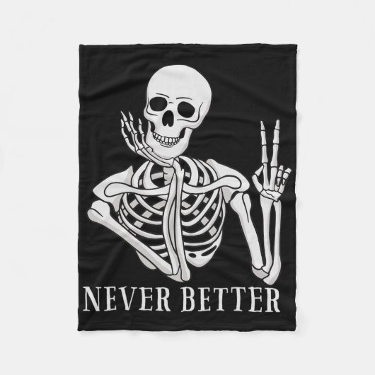 Nooit Beter Skelet Fun Halloween Skull Fleece Deken (Voorkant)