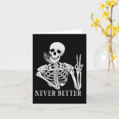 Nooit Beter Skelet Fun Halloween Skull Kaart (Gele Bloem)
