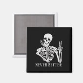 Nooit Beter Skelet Fun Halloween Skull Magneet (Voorkant / Achterkant)