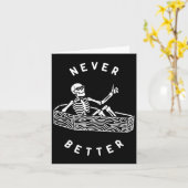 Nooit Beter Skelet Fun Skull Halloween Kaart (Gele Bloem)