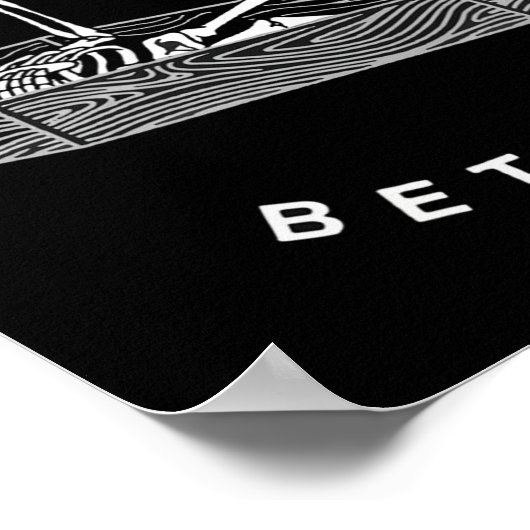 Nooit beter skelet in de huid in het café-haas poster (Hoek)