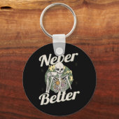 Nooit Beter Skelet Koffie Grappige Schedel Hallowe Sleutelhanger (Voorkant)