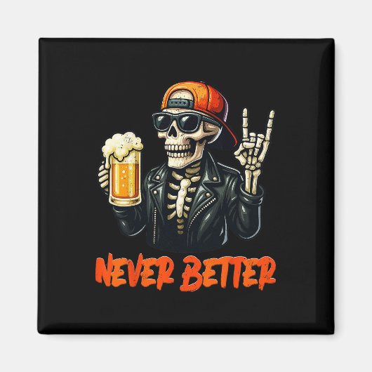 Nooit Beter Skeleton Rock Hand Halloween Kostuum Magneet (Voorkant)