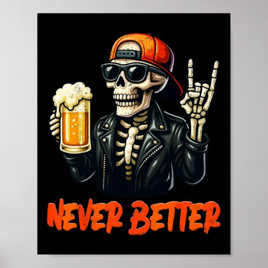 Nooit Beter Skeleton Rock Hand Halloween Kostuum Poster (Voorkant)
