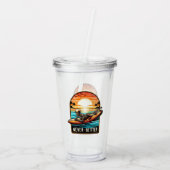 Nooit beter - Skeleton Surfing Sunset Wave Acryl Drinkbeker (Achterkant)