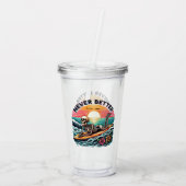 Nooit beter - Skeleton Surfing Sunset Wave Design Acryl Drinkbeker (Achterkant)