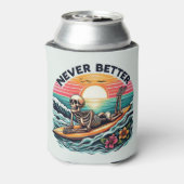 Nooit beter - Skeleton Surfing Sunset Wave Design Blikjeskoeler (Blikje Achterkant)