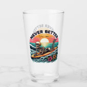 Nooit beter - Skeleton Surfing Sunset Wave Design Glas (Voorkant)