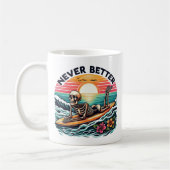 Nooit beter - Skeleton Surfing Sunset Wave Design Koffiemok (Links)