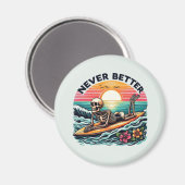 Nooit beter - Skeleton Surfing Sunset Wave Design Magneet (Voorkant / Achterkant)