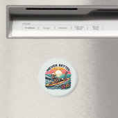 Nooit beter - Skeleton Surfing Sunset Wave Design Magneet (Insitu (Vaatwasser))