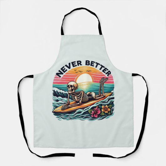 Nooit beter - Skeleton Surfing Sunset Wave Design Schort (Voorkant)