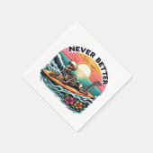 Nooit beter - Skeleton Surfing Sunset Wave Design Servet (Hoek)