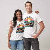 Nooit beter - Skeleton Surfing Sunset Wave Design T-shirt (Unisex)