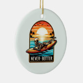 Nooit beter - Skeleton Surfing Sunset Wave Keramisch Ornament (Rechts)