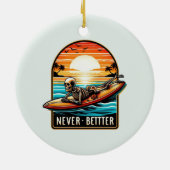 Nooit beter - Skeleton Surfing Sunset Wave Keramisch Ornament (Achterkant)