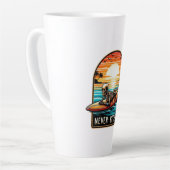 Nooit beter - Skeleton Surfing Sunset Wave Latte Mok (Linkerhoek)