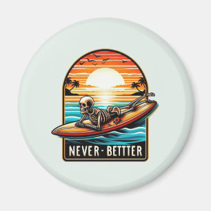Nooit beter - Skeleton Surfing Sunset Wave Magneet
