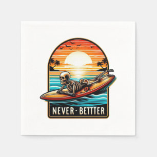 Nooit beter - Skeleton Surfing Sunset Wave Servet