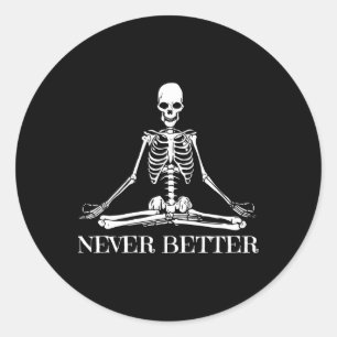 Nooit Beter Yoga Skelet Halloween Meditatie Sp Ronde Sticker