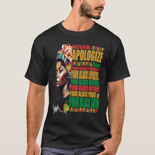 Nooit de zwarte geschiedenis van de zwarte Afrikaa T-shirt (Voorkant)