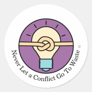 Nooit een Conflict laten gaan naar verspillen rond Ronde Sticker