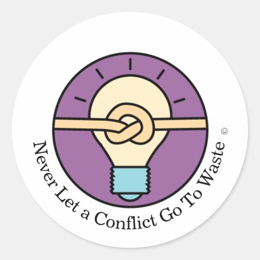 Nooit een Conflict laten gaan naar verspillen rond Ronde Sticker (Voorkant)