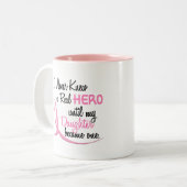 Nooit een echte Hero 3-dochterCANCER KENNEN Tweekleurige Koffiemok (Voorkant links)