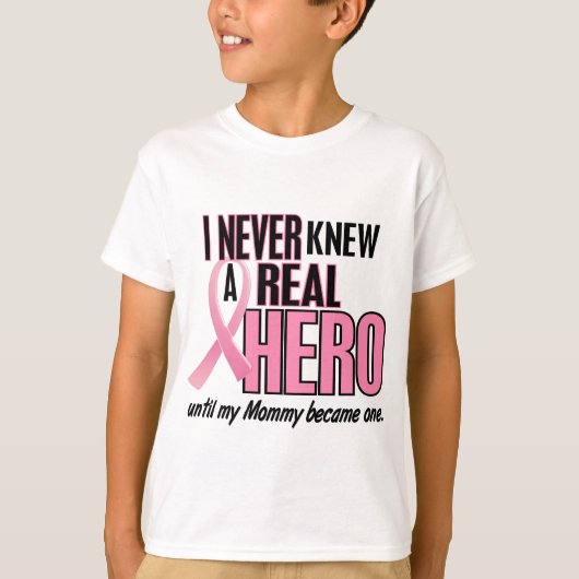Nooit een echte Hero-moMMY gekend (borstkanker) T-shirt (Voorkant)