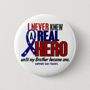 Nooit een hero 2 broeder gekend (steun onze troepe ronde button 5,7 cm