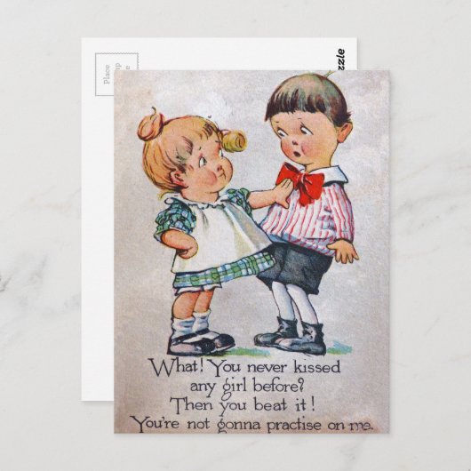 Nooit een meisje gekust? briefkaart (Voorkant / Achterkant)