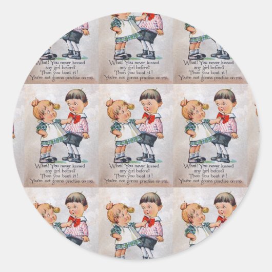 Nooit een meisje gekust? ronde sticker (Voorkant)
