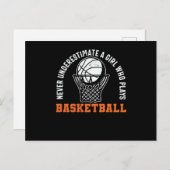 Nooit een meisje onderschatten dat Basketball spee Briefkaart (Voorkant / Achterkant)