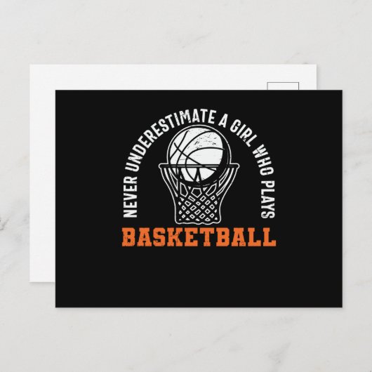 Nooit een meisje onderschatten dat Basketball spee Briefkaart (Voorkant / Achterkant)