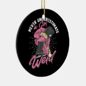 Nooit een meisje onderschatten dat een lassen kan  keramisch ornament (Rechts)