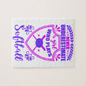 Nooit een meisje onderschatten dat Softball speelt Legpuzzel (Horizontaal)