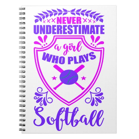 Nooit een meisje onderschatten dat Softball speelt Notitieboek (Voorkant)