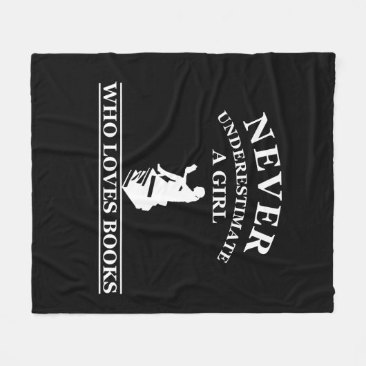 nooit een meisje onderschatten dat van boeken houd fleece deken (Voorkant (Horizontaal))