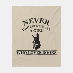 nooit een meisje onderschatten dat van boeken houd fleece deken