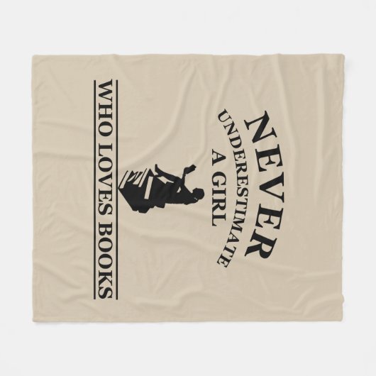 nooit een meisje onderschatten dat van boeken houd fleece deken (Voorkant (Horizontaal))