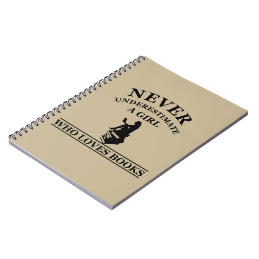 nooit een meisje onderschatten dat van boeken houd notitieboek (Linkerzijde)