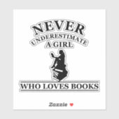 nooit een meisje onderschatten dat van boeken houd sticker (Vel)