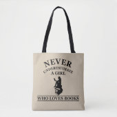 nooit een meisje onderschatten dat van boeken houd tote bag (Voorkant)