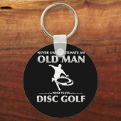 Nooit een oud man onderschatten dat speelt met dis sleutelhanger (Voorkant)
