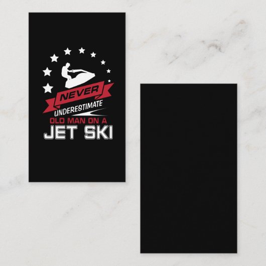 Nooit een oud man onderschatten op een Jet Ski Gif Visitekaartje (Voorkant / Achterkant)