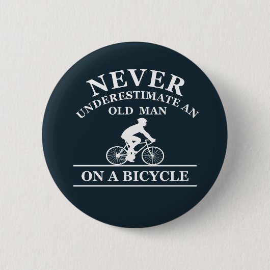 nooit een oud man op een fiets onderschatten ronde button 5,7 cm (Voorkant)