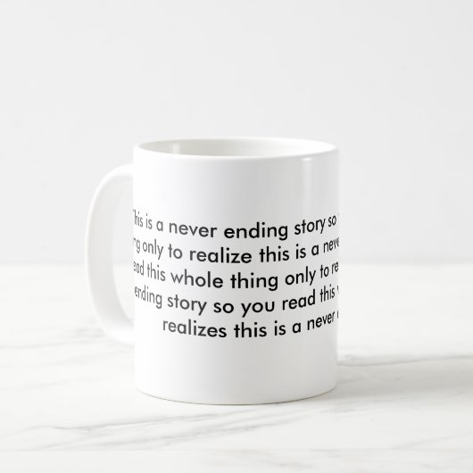 nooit einde maken aan mok van verhalen (Voorkant links)