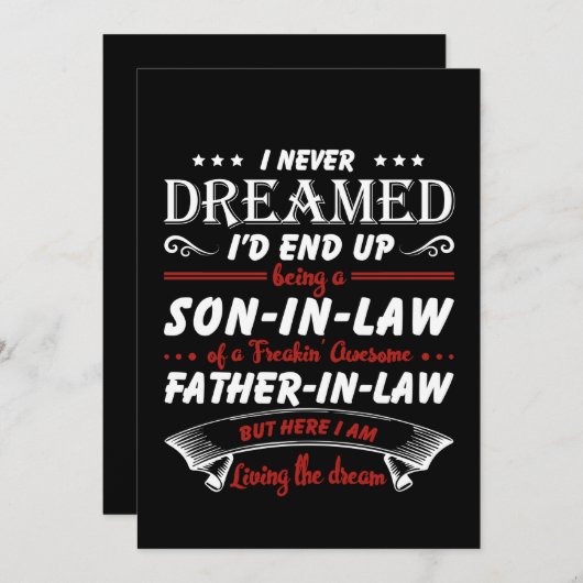 Nooit eindigen als schoonzoon en vader bedankkaart (Voorkant / Achterkant)