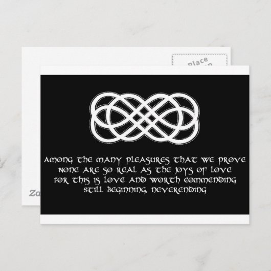 Nooit eindigende Keltische liefdesknoop en gedicht Briefkaart (Voorkant / Achterkant)